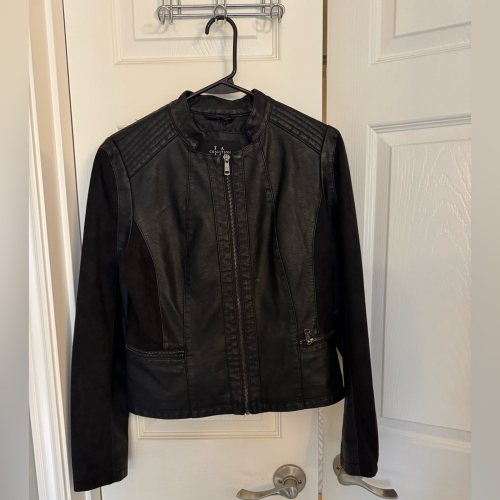 LA Coalition faux leather jacket. Black. Size medium.